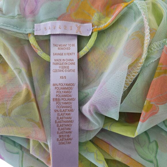 Savage X Fenty Floral Mesh Long Robe XS/S Sheer Pastel Duster Cover-Up - Picture 7 of 8